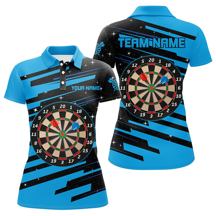 Custom Personalized Blue Darts Board Darts Jerseys Polo Shirts For Women Custom Team League Darts Shirts TDM1303