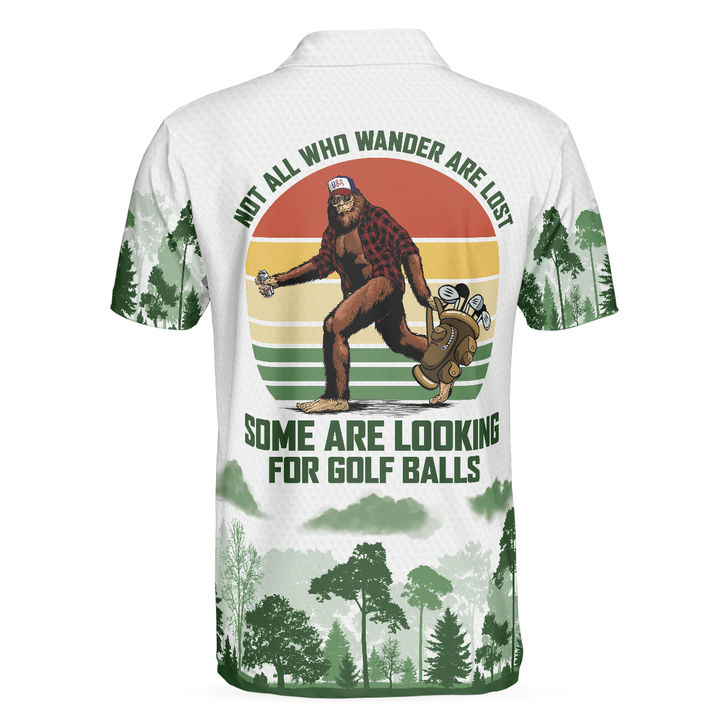 Cool Big Foot Golf Men Polo Shirt, Golf Not All Wanders Shirt For Male Golfers, Beer Drinking Golf Shirt For Men