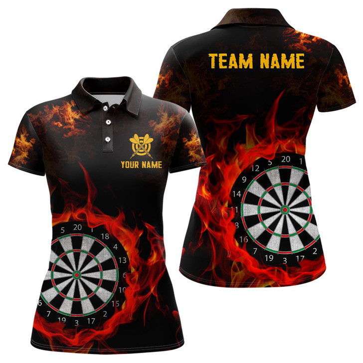 Custom Personalized Fire Flame Dartboard Women Darts Polo Shirts Custom Darts Shirts For Team Dart Jerseys TDM1226