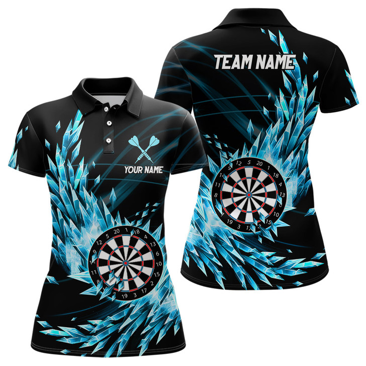 Custom Personalized Blue Frozen Icy Darts Polo Shirts Customized Dart Shirts For Women Darts Team Jerseys TDM1210