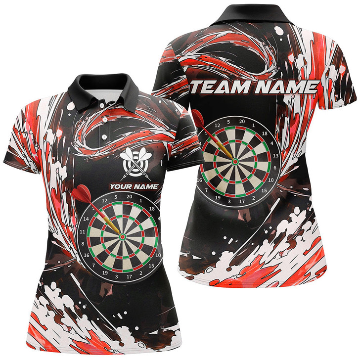 Custom Personalized Red Waves 3D Dart Board Polo Shirts Custom Dart Shirts For Women Dart Jerseys TDM1189