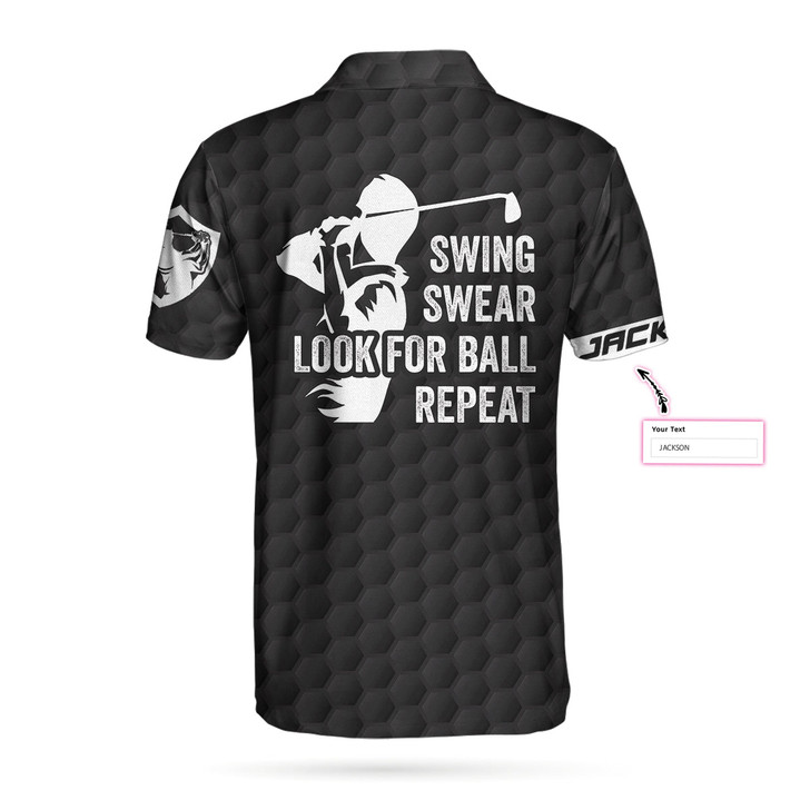 Custom Golfing Instructions Custom Men Polo Shirt, Personalized Black American Flag Polo Shirt, Cool Golf Shirt For Men, Best Gift For Golfers
