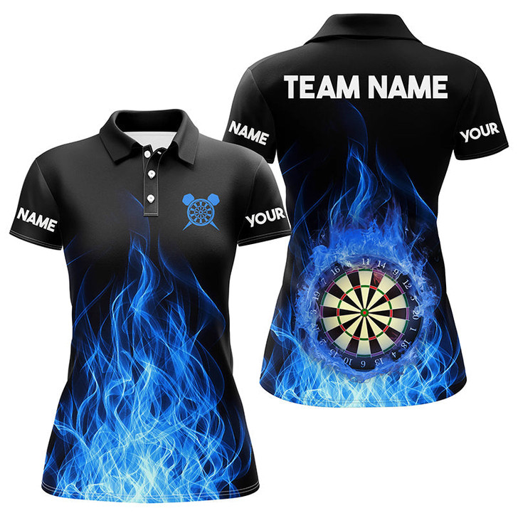 Custom Blue Fire Flame 3D Dartboard Women Darts Polo Shirts Custom Darts Shirts For Team Dart Jerseys TDM1281