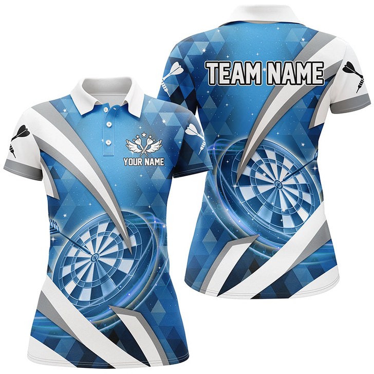Custom Personalized Blue Jerseys Darts Board 3D Women Darts Polo Shirts Custom Team League Darts Shirts TDM1439