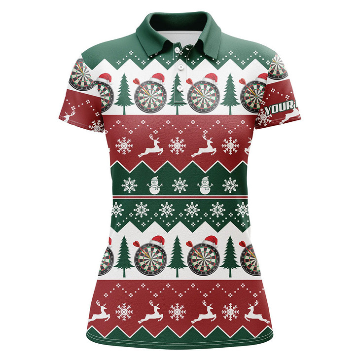 Custom Christmas Tree Snowflakes Women Darts Polo Shirt Custom Christmas Darts Shirt For Women LDT0804
