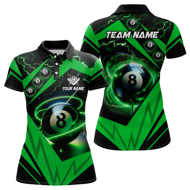 Custom Green 8 Ball Pool Billiard Jersey For Women Custom Billiard Polo Shirts Team League Billiard Shirts TDM1449