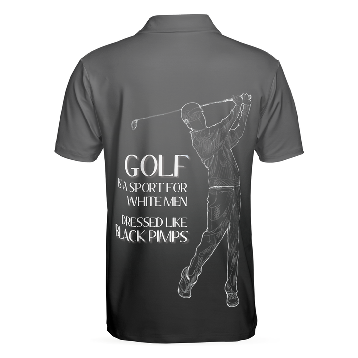 Golf Black Pimps Polo Shirt For Men, Funny White Men Golfing Polo Shirt - Best Gift For Golf Lovers