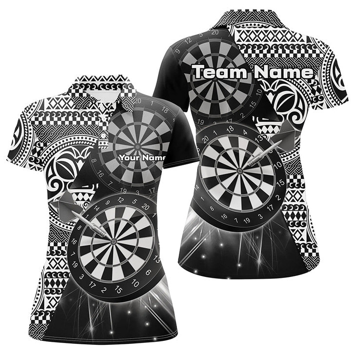 Custom Personalized Tribal White Black Dart Polo Shirts For Women Dart Jerseys Custom Dart Team Shirts VHM1146