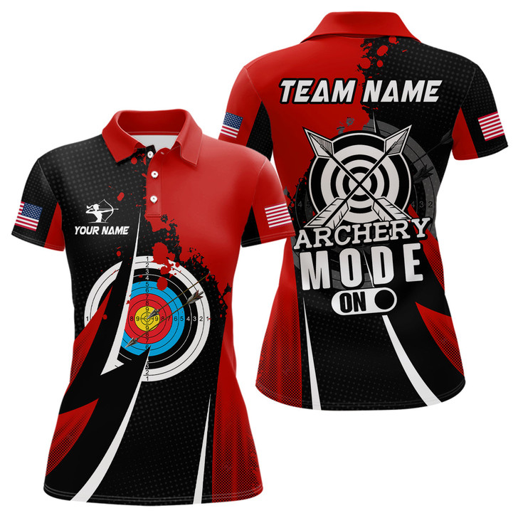 Custom Personalized Red Jerseys Archery Mode On Polo Shirts For Women Custom Archery Jerseys Team Shirts TDM0670
