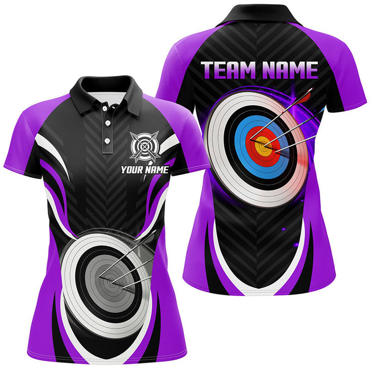 Custom Purple Archery Jerseys Personalized Archery 3d Target Custom Women Polo Shirts, Best Archery Outfits TDM1019