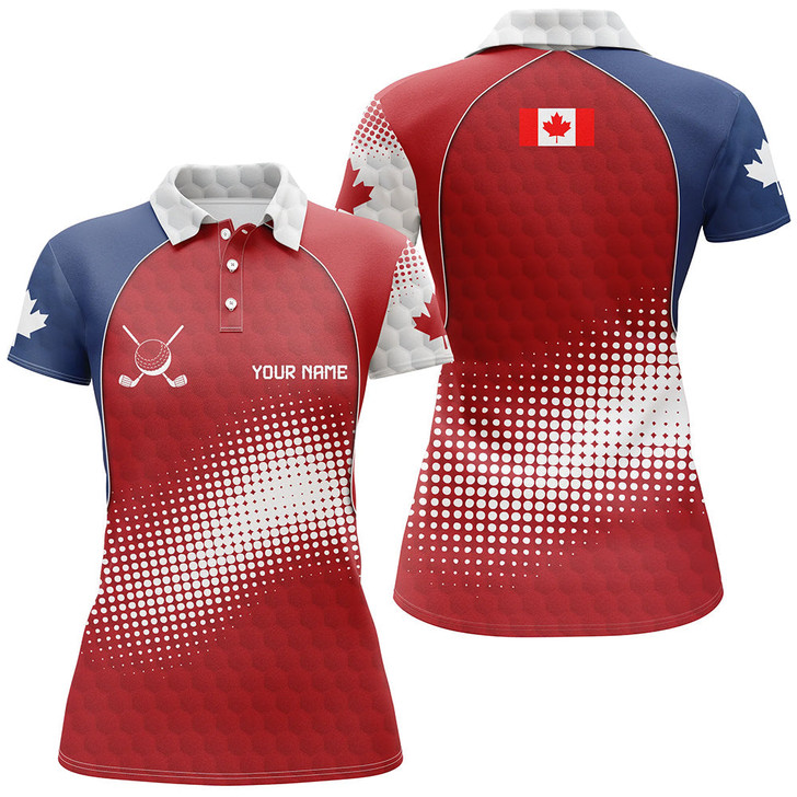 Custom Personalized Canada Womens Golf Polo Shirts Custom Canadian Patriotic Golf Shirts Gift For Ladies TDM1977