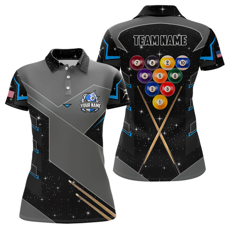 Custom Personalized 10 Ball Pool Billiard Polo Shirts For Women Custom 10 Ball Billiards Attire Jerseys  TDM0959