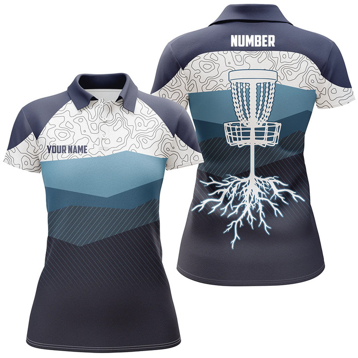 Custom Navy Blue Mountains Disc Golf Polo Shirt Custom Disc Golf Shirts For Women Cool Golf Gifts LDT0470