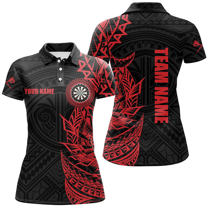Custom Personalized Red Tribal Women Darts Polo Shirt Custom Darts Shirt For Women Dart Jerseys LDT0816