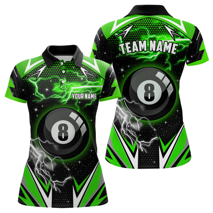 Custom 8 Ball Pool Billiard Jerseys For Women Custom Green Billiard Polo Shirts Team League Billiard Shirts TDM0559