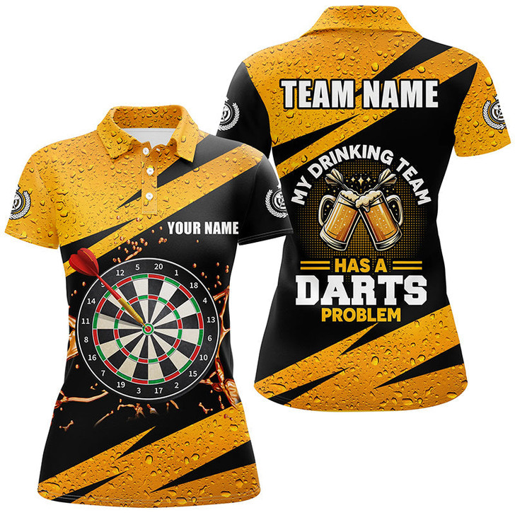 Custom My Drinking Team Has A Darts Problem Womens Darts Polo Shirt Custom Beer Dart Jerseys LDT1456