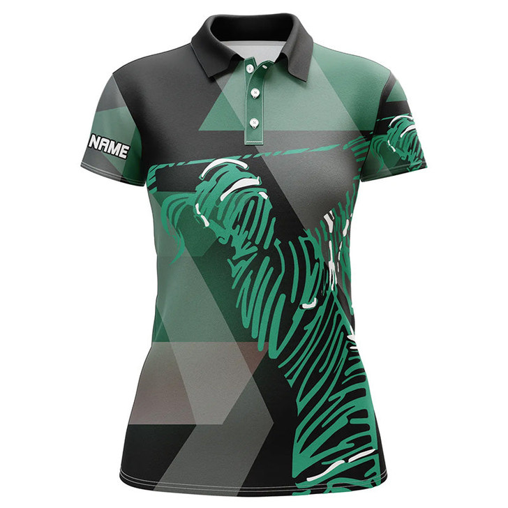 Custom Black And Green Pattern Women Golf Polo Shirts Custom Golf Attire For Ladies, Unique Golf Gifts Nqs7596