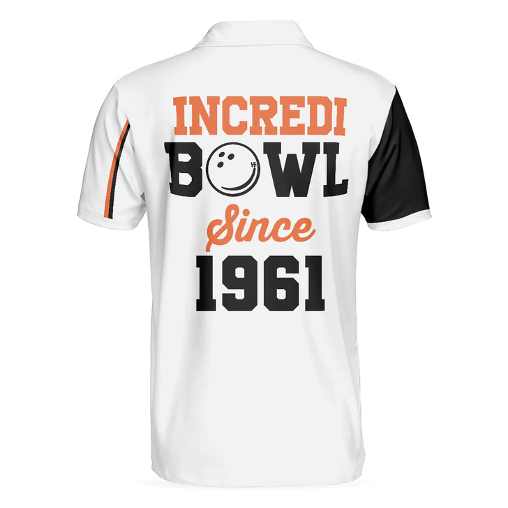 White Bowling Short Sleeve Men Polo Shirt, Incredi Bowl Bowling Polo Shirt For Men, Cool Gift For Male