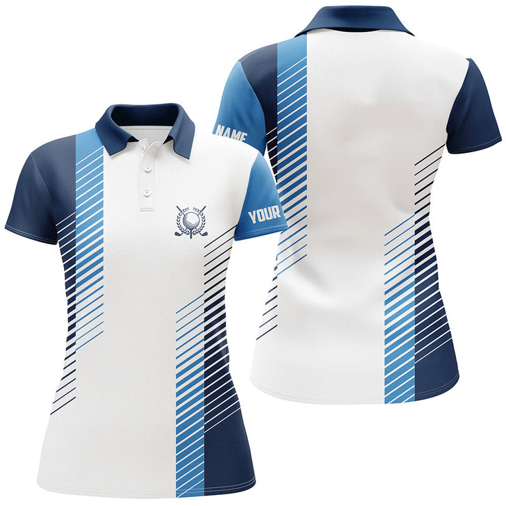 Custom White And Blue Womens Golf Polo Shirts Custom Golf Ball Shirts For Women Ladies Golf Top Nqs6162