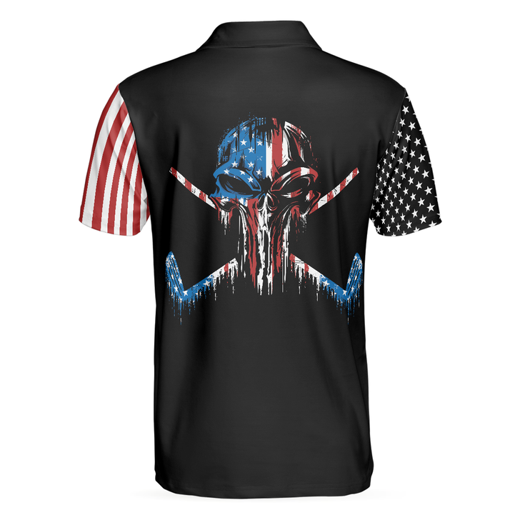 American Flag and Skull Men Polo Shirt, Skull Golf Polo Shirt, Dark Theme American Flag Polo Shirt, Best Golf Shirt For Men