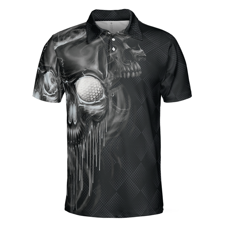 Scary Skull Golf Men Polo Shirt, Golf Shut Up Shirt Design For Men, Best Halloween Golf Gift For Golfers