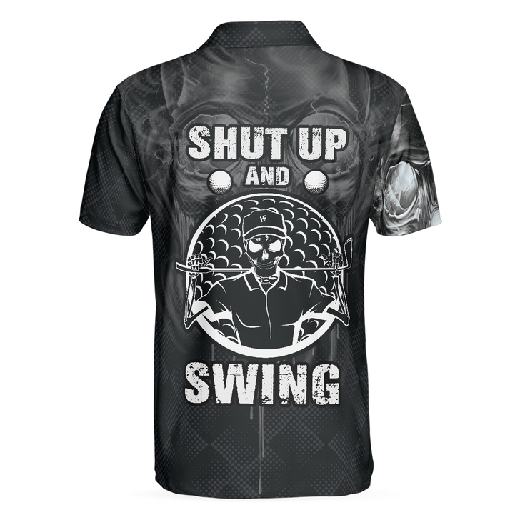 Scary Skull Golf Men Polo Shirt, Golf Shut Up Shirt Design For Men, Best Halloween Golf Gift For Golfers