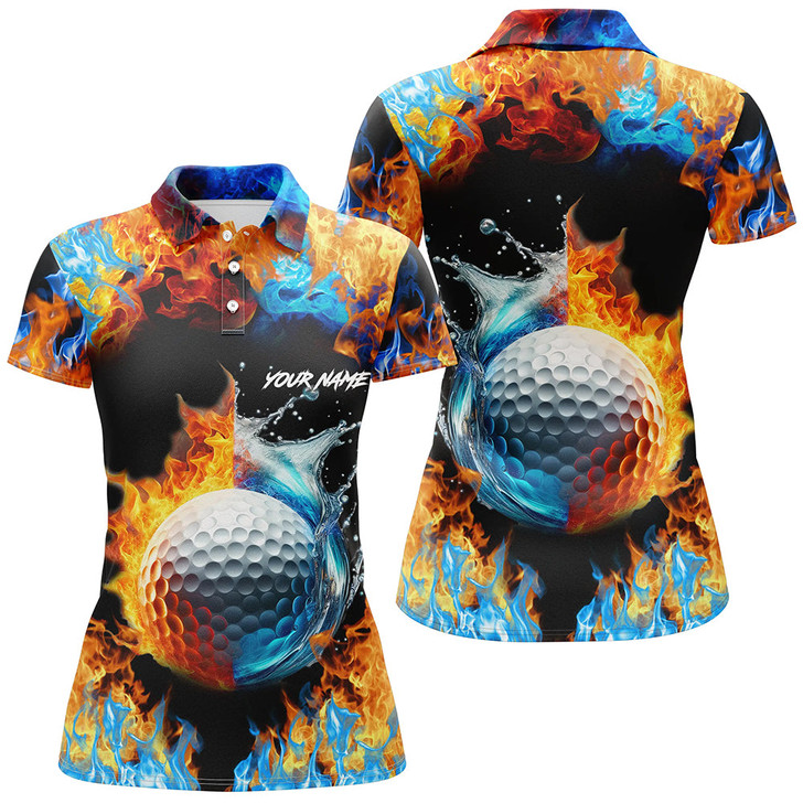 Custom Womens golf polo shirts custom water fire golf ball golf tops, golf attire for ladies NQS7288