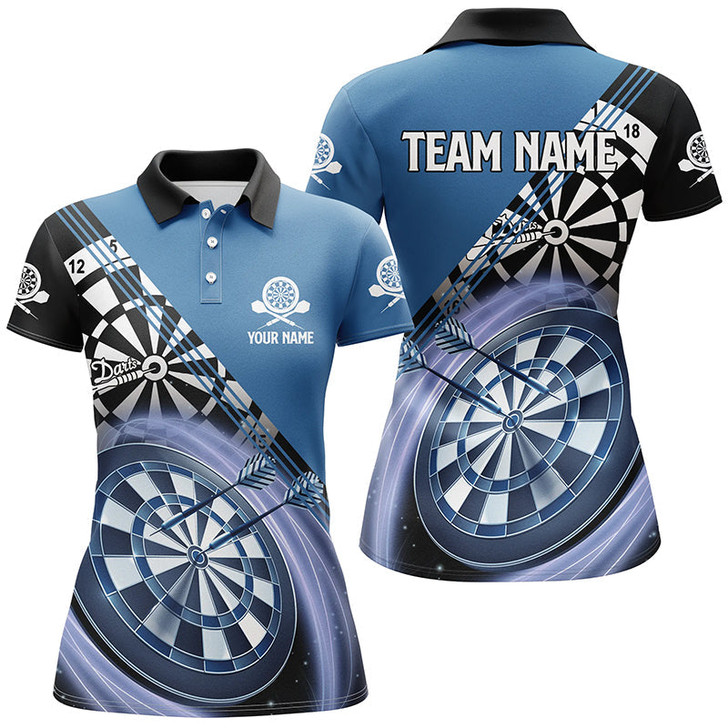 Custom Blue Womens Darts Polo Shirt With Name Customized Darts Shirts For Women Dart Jersey LDT0307