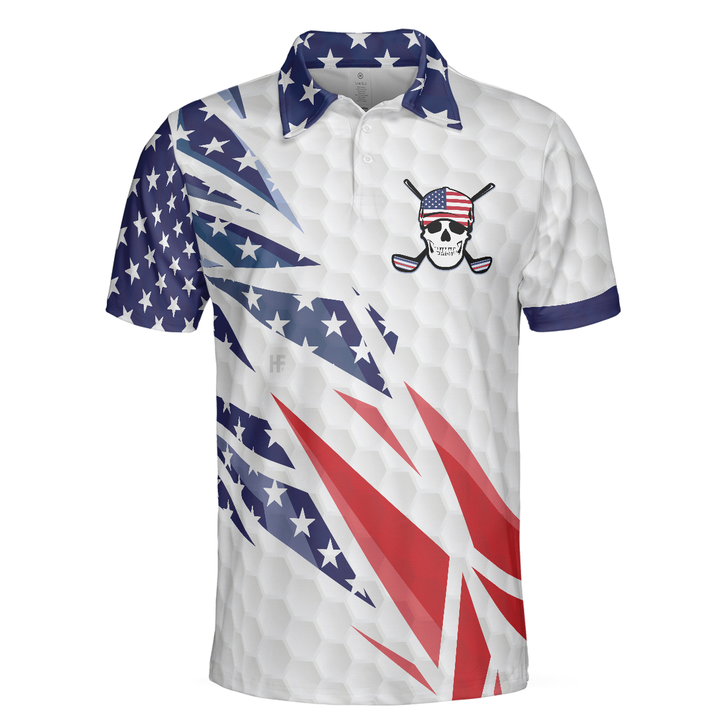 Golf Texture Swing Short Sleeve Golf Men Polo Shirt, Fierce American Flag Polo Shirt, Patriotic Golf Shirt For Men, Best Gift For Golfers