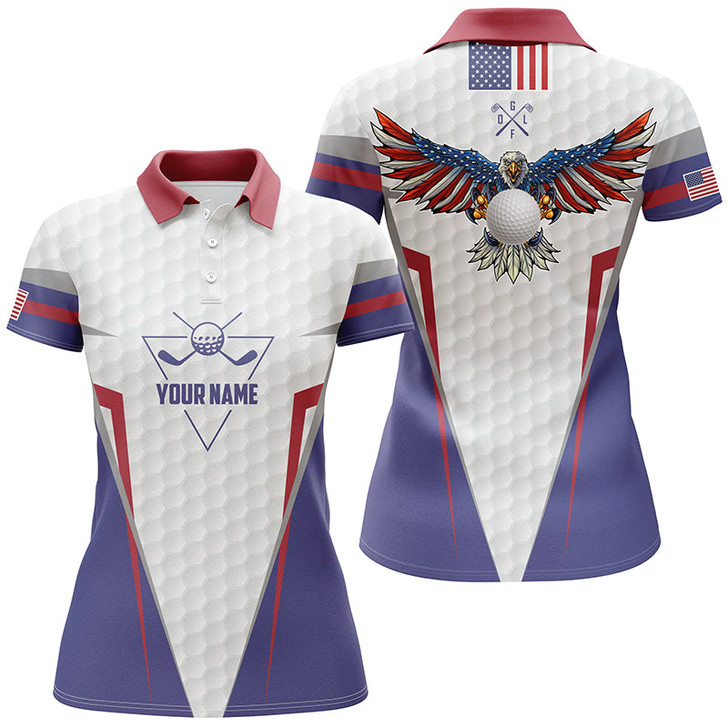 Custom American Flag Golf Polo Shirt Custom Us Eagle Golf Shirts For Women Patriotic Golf Gifts LDT0254