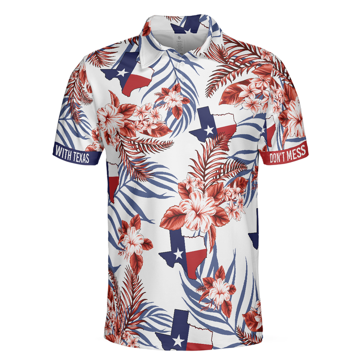 Texas Flag Bluebonnets Polo Shirt For Golf, Floral Texas Map And Flag Polo Shirt, Texas Proud Shirt For Men - Perfect Gift For Men, Golfers