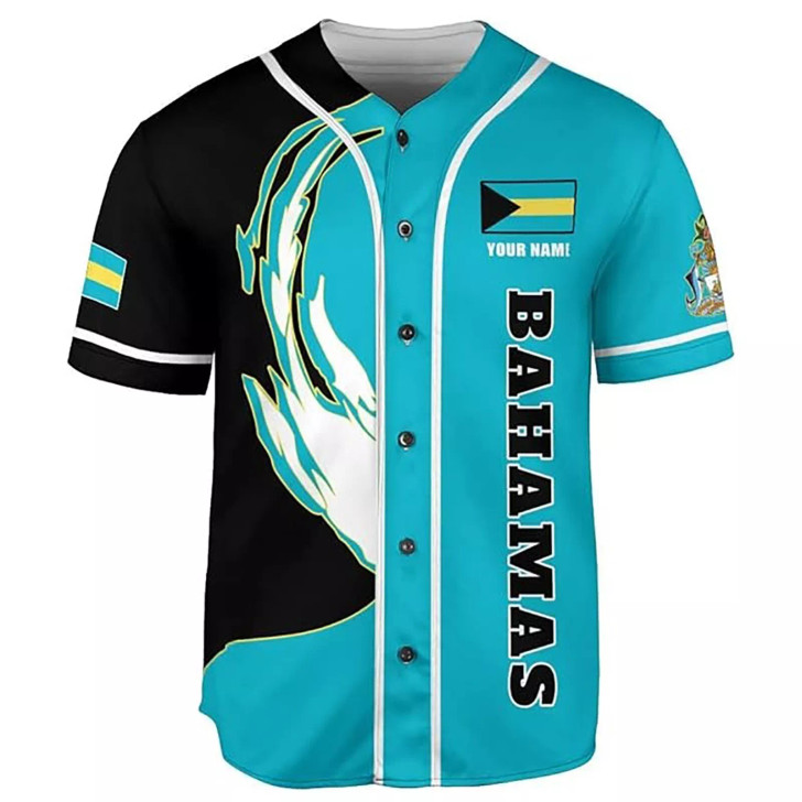Custom Personalized Bahamas Flag Coat of Arms Symbol Baseball Jersey Shirt Size S-5XL