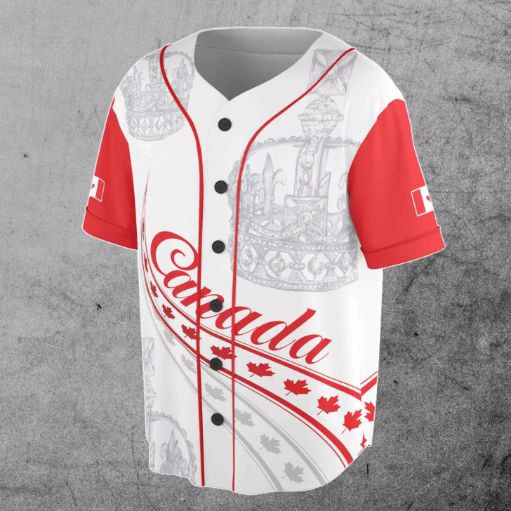Customize Name Canada Flag Coat of Arms White 3D Baseball Jersey Size S-5XL