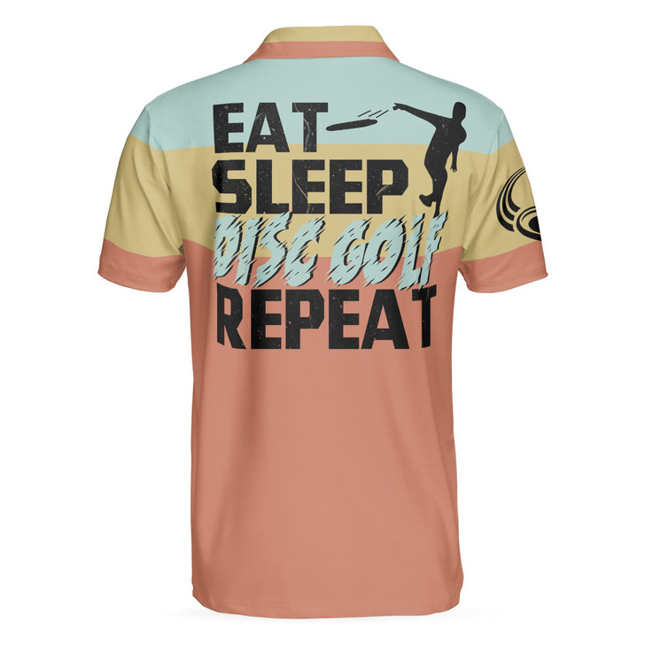 Vintage Palette Sporty Men Polo Shirt, Eat Sleep Disc Golf Repeat Polo Shirt, Best Disc Golf Shirt For Men