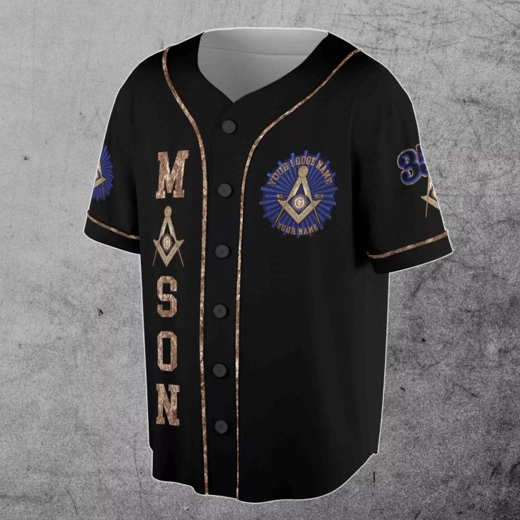 Custom Freemason Symbol Custom Lodge Name Number Baseball Jersey Shirt Size S-5XL