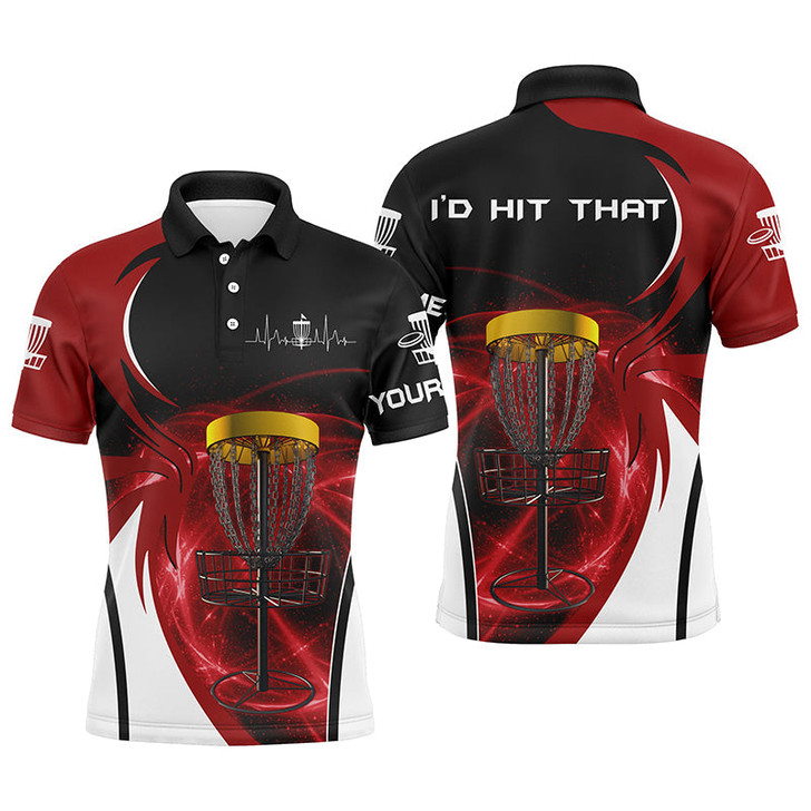 Custom Disc Golf Men Polo Shirt - Custom Name Disc Golf Basket Apparel - Personalized Gift For Disc Golf Lover, Men, Husband, Team - I'd Hit That