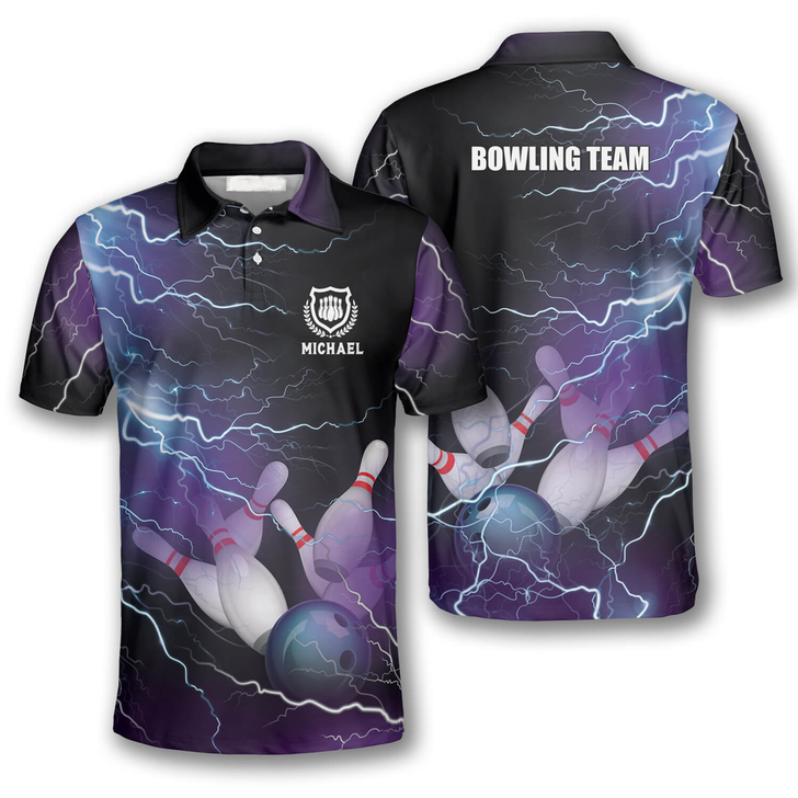 Custom Strike Thunder Lightning Custom Bowling Shirts for Men
