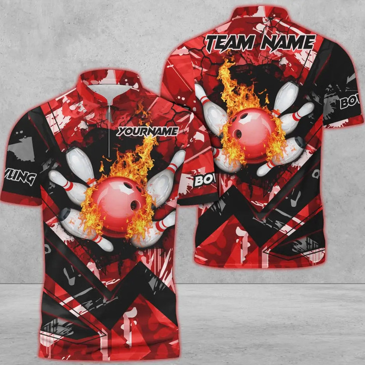 Custom Coolspod Bowling And Pins Abstract Grunge Texture v3 Multicolor Option Customized Name 3D Shirt, Gift fot Bowler