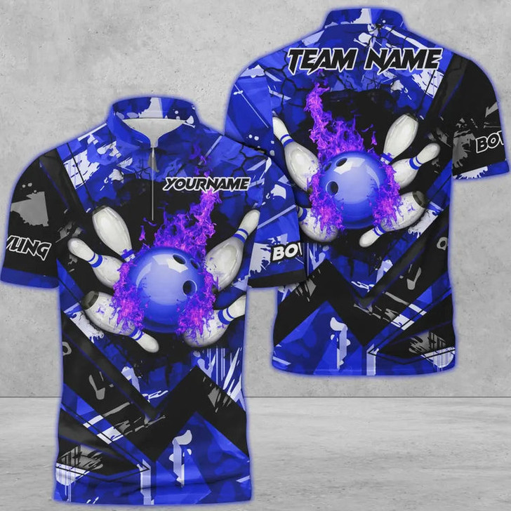Custom Coolspod Bowling And Pins Abstract Grunge Texture v3 Multicolor Option Customized Name 3D Shirt, Gift fot Bowler