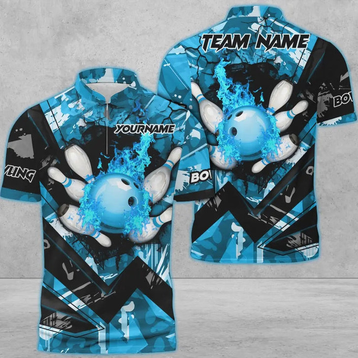 Custom Coolspod Bowling And Pins Abstract Grunge Texture v3 Multicolor Option Customized Name 3D Shirt, Gift fot Bowler