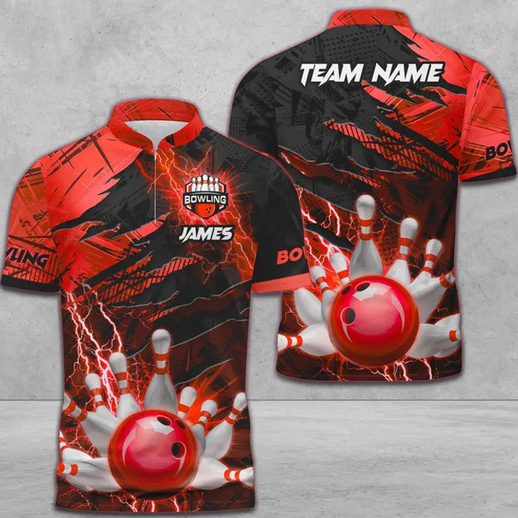 Custom Multicolor Bowling And Pins Thunder Break Multicolor Option Customized Name 3D Shirt