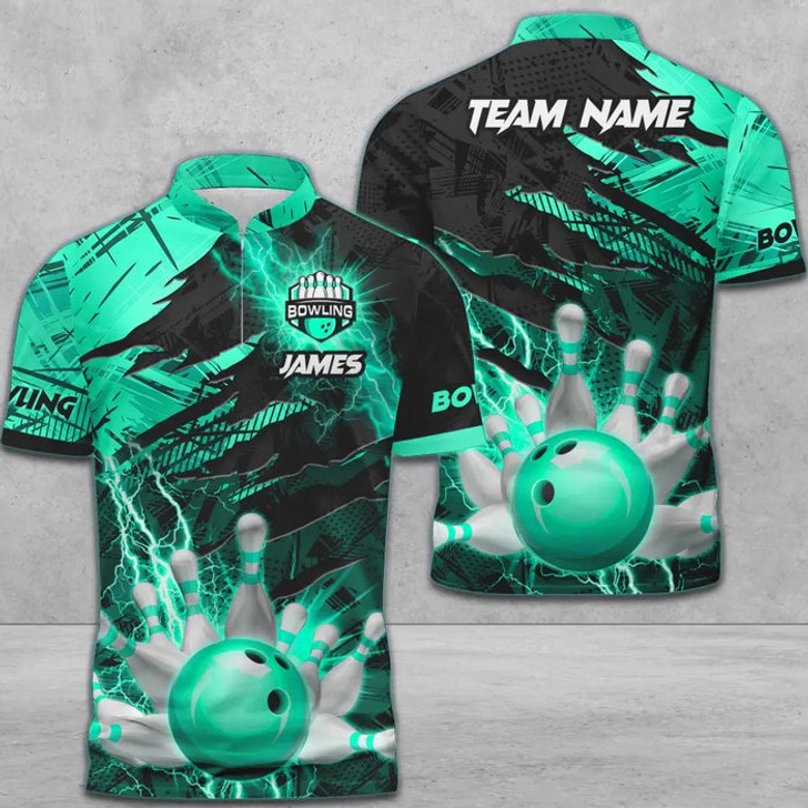 Custom Multicolor Bowling And Pins Thunder Break Multicolor Option Customized Name 3D Shirt