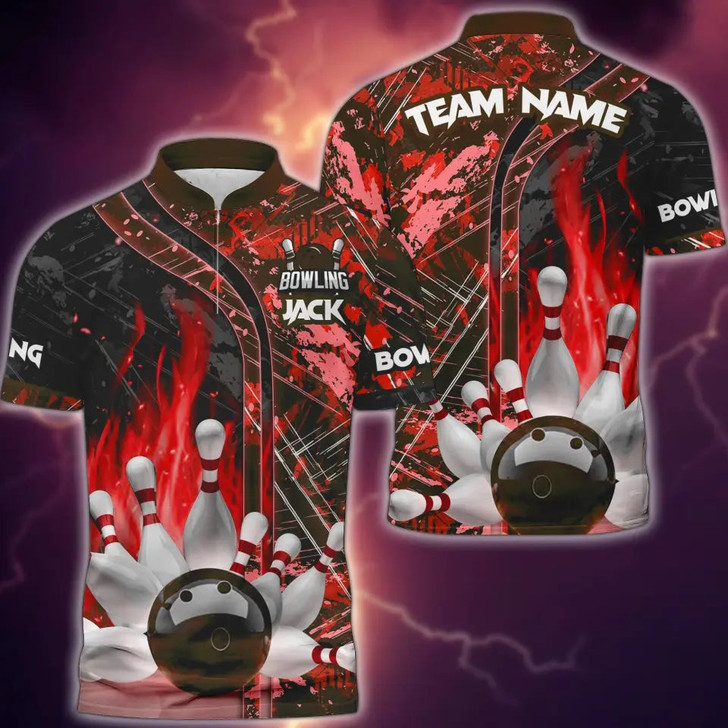 Custom Bowling And Pins Abstract Grunge Texture 2 Multicolor Option Customized Name 3D Shirt, Gift for Bowling