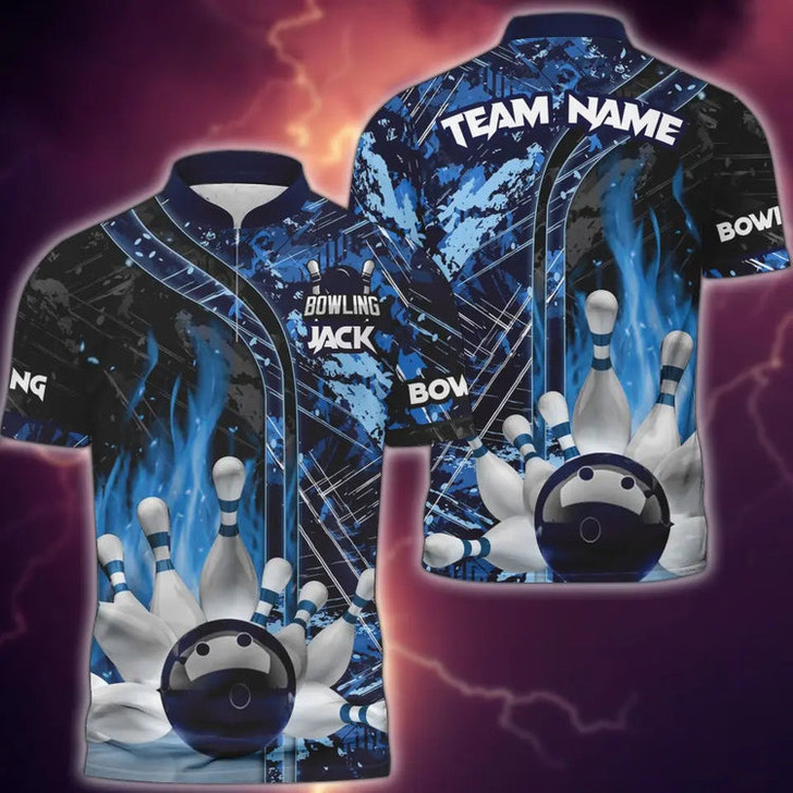 Custom Bowling And Pins Abstract Grunge Texture 2 Multicolor Option Customized Name 3D Shirt, Gift for Bowling
