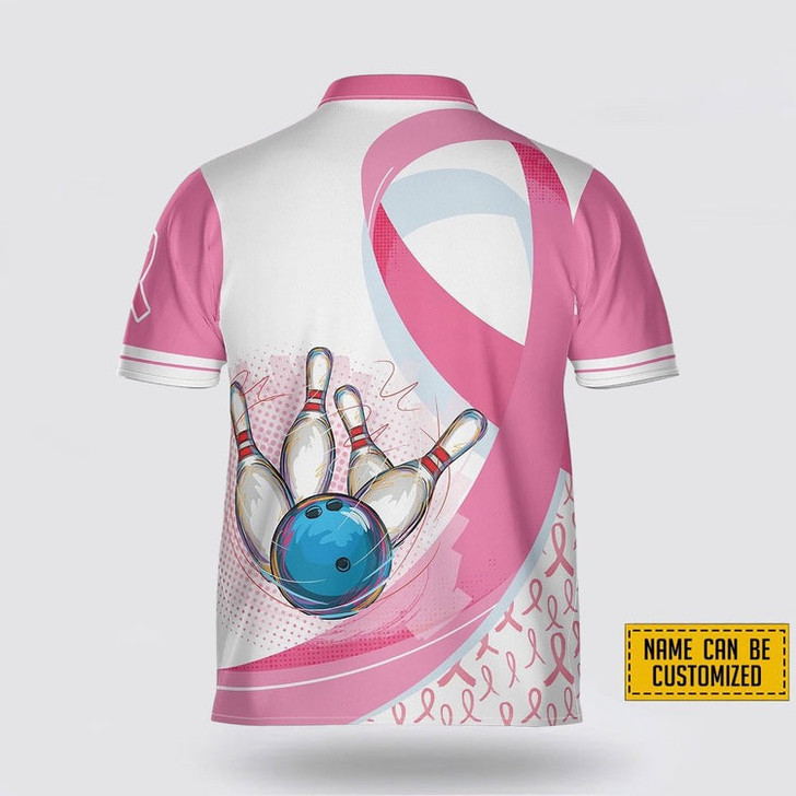 Custom Personalized Breast Cancer Ribbon Bowling Jersey Shirt – Perfect Gift for Bowling Fans