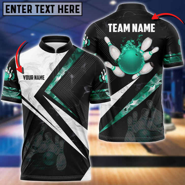 Custom Smoky Flame Bowling And Pins Multicolor Option Customized Name 3D Bowling Jersey Shirt