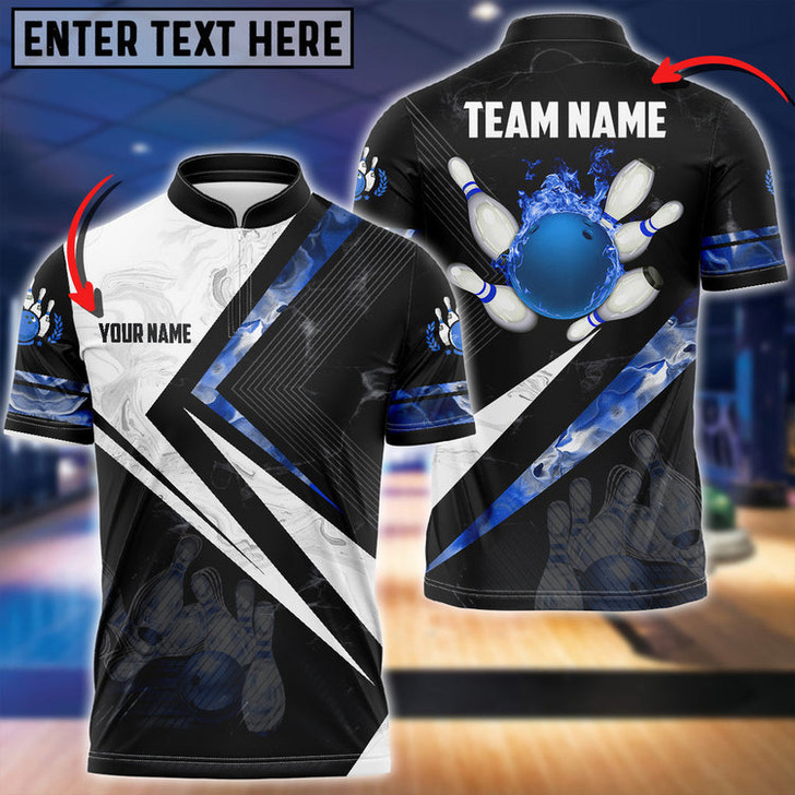 Custom Smoky Flame Bowling And Pins Multicolor Option Customized Name 3D Bowling Jersey Shirt