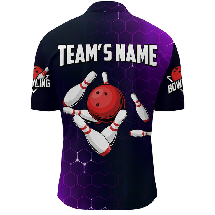 Custom Purple Bowling Quarter-Zip Shirt for Men Custom Bowling Jersey Bowling Team League Shirt