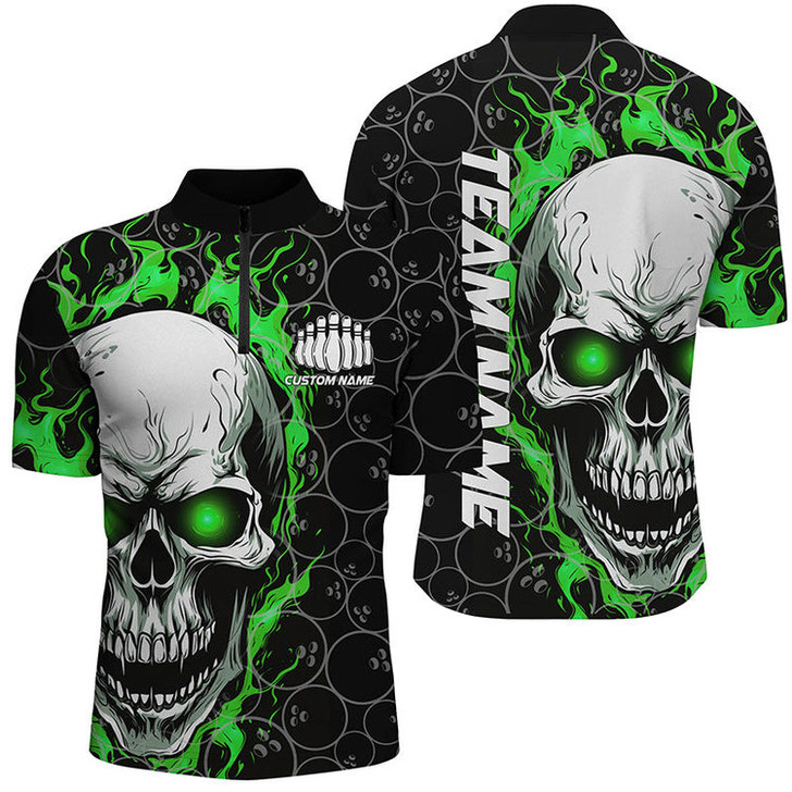 Custom Personalized Skull Bowling Shirt For Men Custom Team's Name Flame Bowler Jerseys Multi Color