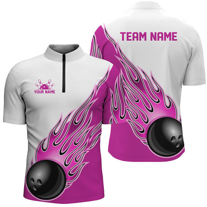 Custom Personalized Flame Bowling Shirts For Men And Women, Bowling Ball Custom